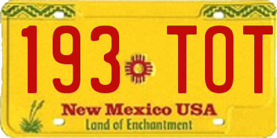 NM license plate 193TOT