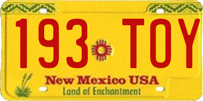 NM license plate 193TOY