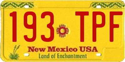 NM license plate 193TPF