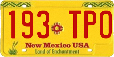 NM license plate 193TPO