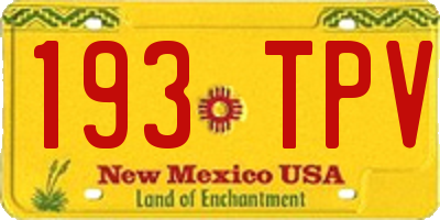 NM license plate 193TPV