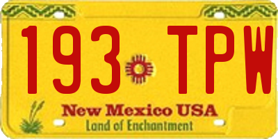 NM license plate 193TPW