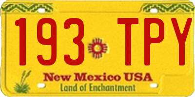 NM license plate 193TPY