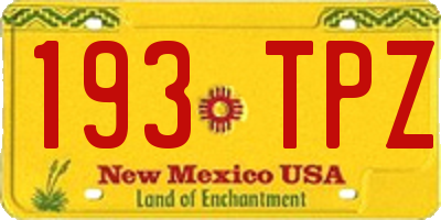 NM license plate 193TPZ