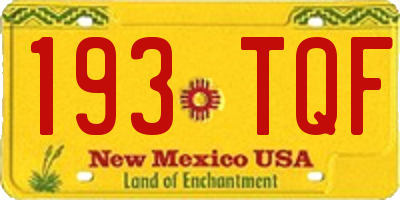 NM license plate 193TQF