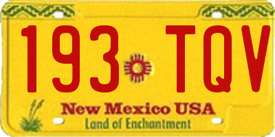 NM license plate 193TQV