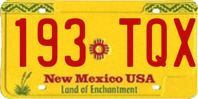 NM license plate 193TQX