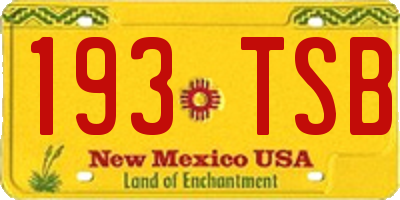 NM license plate 193TSB