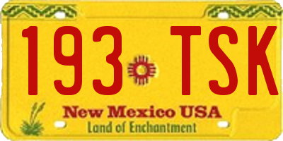 NM license plate 193TSK