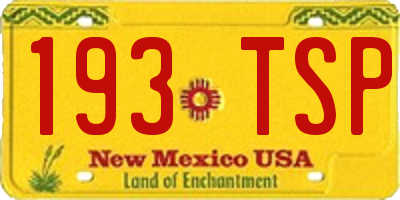 NM license plate 193TSP