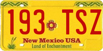 NM license plate 193TSZ