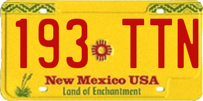 NM license plate 193TTN