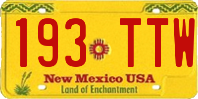 NM license plate 193TTW