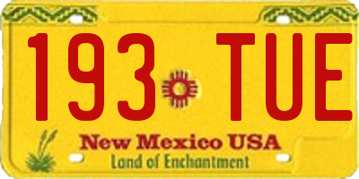 NM license plate 193TUE