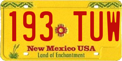 NM license plate 193TUW