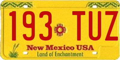 NM license plate 193TUZ