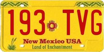 NM license plate 193TVG