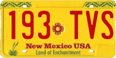 NM license plate 193TVS