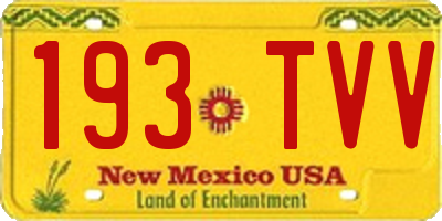 NM license plate 193TVV