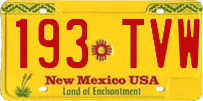 NM license plate 193TVW