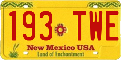 NM license plate 193TWE