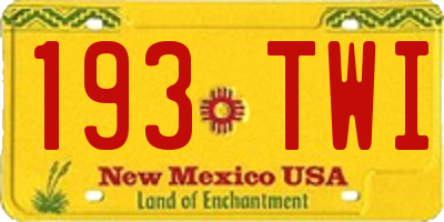 NM license plate 193TWI