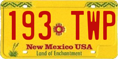NM license plate 193TWP