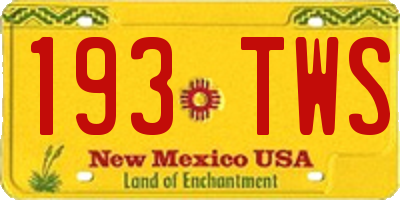NM license plate 193TWS