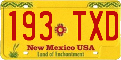 NM license plate 193TXD