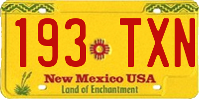 NM license plate 193TXN