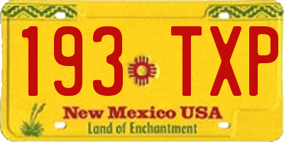 NM license plate 193TXP