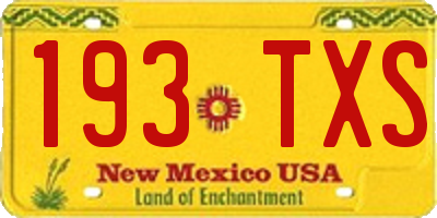 NM license plate 193TXS