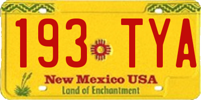 NM license plate 193TYA
