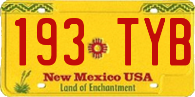 NM license plate 193TYB
