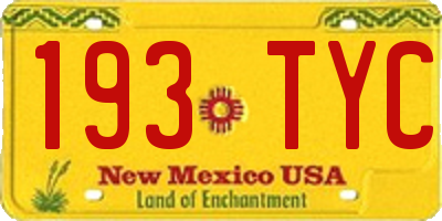NM license plate 193TYC