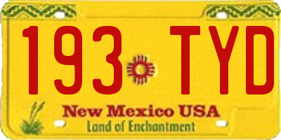 NM license plate 193TYD