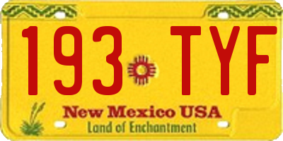 NM license plate 193TYF