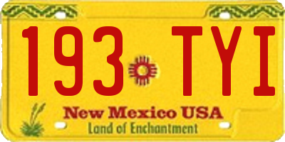 NM license plate 193TYI