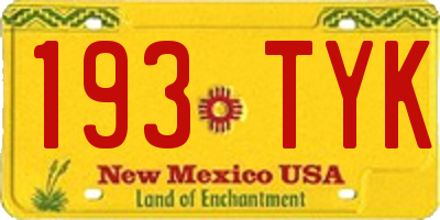 NM license plate 193TYK