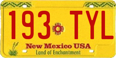 NM license plate 193TYL