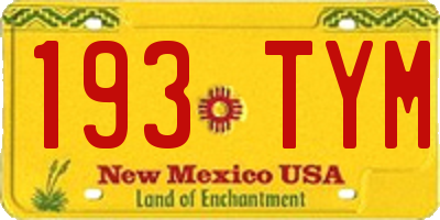 NM license plate 193TYM