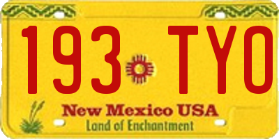 NM license plate 193TYO