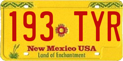 NM license plate 193TYR