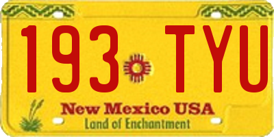 NM license plate 193TYU