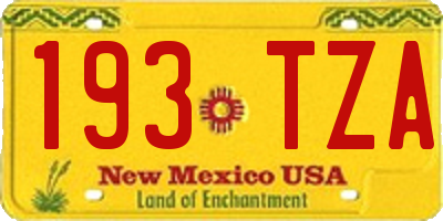 NM license plate 193TZA