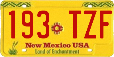 NM license plate 193TZF