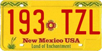 NM license plate 193TZL