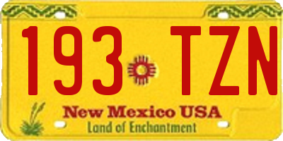 NM license plate 193TZN