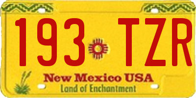 NM license plate 193TZR