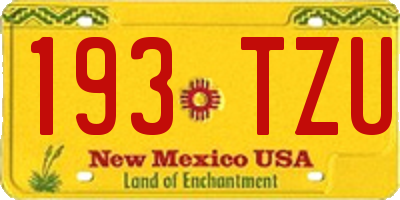 NM license plate 193TZU